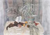 Ion Anghel, Natură statică cu flori și fructe, 1994, ulei pe carton