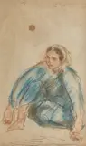 Samuel Mützner, Turcoaică șezând, creioane colorate pe hârtie