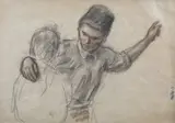 Samuel Mützner, Pereche, cărbune şi creioane colorate pe hârtie