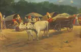 Întoarcerea de la târg by prima jumătate a sec. Xx Școală Maghiară, ulei pe pânză, sold Feb 2020