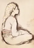 Nicolae Tonitza, Micuța tătăroaică, 1936, acuarelă pe hârtie lipită pe carton
