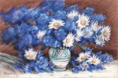 Ștefan Luchian, Ulcior cu albăstrele, pastel pe hârtie