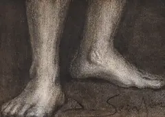 Studiu anatomic by Dimitrie Serafim, cărbune, creion și acuarelă pe hârtie lipită pe carton, offered Feb 2020