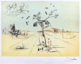 Telefon dematerializat în deșert by Salvador Dalí, cromolitografie, sold Feb 2020
