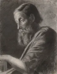 Dimitrie Serafim, Sfânt ierarh, 1890, cărbune pe hârtie lipită pe carton