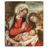 Nașterea Domnului by sfârșit de sec. Xvii Școală Flamandă, ulei pe cupru, sold Feb 2020