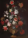 Vas cu flori by sfârșit de sec. Xviii Școală Franceză, ulei pe pânză, sold Feb 2020