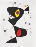 Femeia în fața soarelui by Joan Miró, cromolitografie, sold Jan 2020