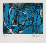 Joan Miró, Compoziție albastră, gravură în culori, acvaforte și acvatintă