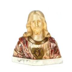 Auguste Carli, "Christe Sacré Coeur" - bust din alabastru și marmură, alabastru; marmură
