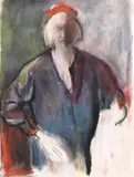 Corneliu Baba, Autoportret, 1979, ceracolor și cărbune pe hârtie lipită pe carton