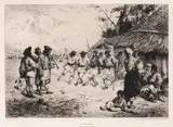 Hora satului by Theodor Aman, acvaforte și gravură cu acul, sold Dec 2019