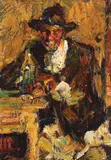 La un pahar by Rudolf Schweitzer–Cumpăna, ulei pe carton, sold Dec 2019