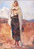 Țărăncuță cu ulcior by Rudolf Schweitzer–Cumpăna, ulei pe carton, sold Dec 2019
