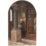 Ludovic Bassarab, Călugăr în strană, ulei pe lemn