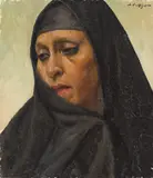 Egipteancă by Leon Biju, prima jumătate a anilor '30, ulei pe carton, sold Dec 2019