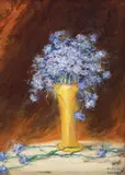 Albăstrele by Kimon Loghi, ulei pe carton, sold Dec 2019