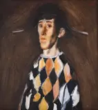 Corneliu Baba, Arlechin, 1978, acuarelă şi guaşă pe hârtie lipită pe carton