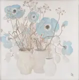 Flori albastre by Constantin Piliuță, 1985, ulei pe pânză, sold Dec 2019