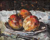 Trei mere by Octav Băncilă, ulei pe pânză, sold Dec 2019