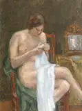 Cusătoreasă by Theodor Pallady, ulei pe lemn, sold Dec 2019