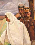 Convoi la Vlaici by Camil Ressu, ulei pe carton, sold Dec 2019