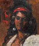 Baticul roșu by Octav Băncilă, ulei pe pânză, sold Dec 2019