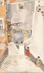Oleksa Hryshchenko, Stradă din Coimbra, acuarelă pe hârtie