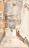 Oleksa Hryshchenko, Stradă din Coimbra, acuarelă pe hârtie