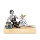 Enrique Molins-Balleste, Dansatoarea și porumbelul, metal pictat cu email, onix