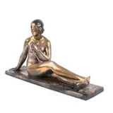 Henri Bargas, Nud, cca. 1930, ceramică pictată cu argint, aur, email