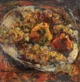 Struguri și pere by Rudolf Schweitzer–Cumpăna, ulei pe carton, sold Oct 2019