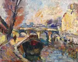 Pe malul Senei by Rudolf Schweitzer–Cumpăna, începutul anilor '30, ulei pe pânză, sold Oct 2019