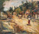 Uliţă din Făgăraş by Rudolf Schweitzer–Cumpăna, ulei pe pânză, sold Oct 2019