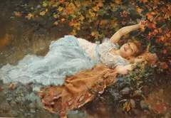 Viktor Schramm, Melancolie, 1895, ulei pe carton