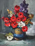 Jean Cheller, Anemone, ulei pe carton