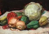 Jean Cheller, Natură statică cu legume, ulei pe carton