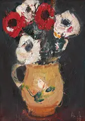 Anemone by Corneliu Baba, 1977, ulei pe carton, sold Oct 2019