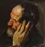 Moș Oare by Corneliu Baba, ulei pe carton, sold Oct 2019