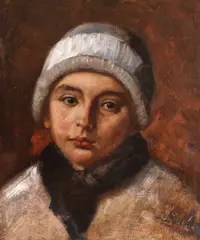 Gheorghe Baba, Cici în haine de iarnă, ulei pe carton