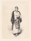 Țărăncuță din Vlașca by Theodor Aman, acvaforte și gravură cu acul, sold Oct 2019