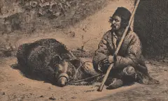 Ursar by Theodor Aman, 1881, gravură cu acul şi acvaforte, sold Oct 2019
