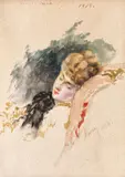 Theodor Aman, Reverie, 1878, acuarelă pe hârtie lipită pe carton