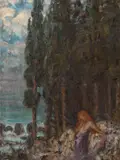 Nimfă by Kimon Loghi, ulei pe pânză, sold Oct 2019
