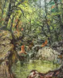 Nimfe la izvor by Kimon Loghi, ulei pe pânză, sold Oct 2019