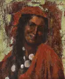 Năframa roșie by Octav Băncilă, ulei pe pânză, sold Oct 2019