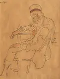 Nicolae Tonitza, Hagi Iusup Memet, 1936, peniță și accente de acuarelă pe hârtie