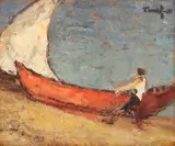 Întoarcerea din larg by Nicolae Tonitza, 1929-1930, ulei pe carton, offered Oct 2019