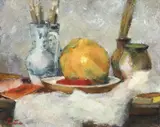 Francisc Șirato, Natură statică cu pensule și pepene galben