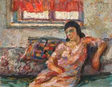 Samuel Mützner, Femeie în interior, ulei pe lemn